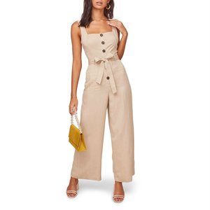 ASTR Mirage Natural Wide Leg Jumpsuit NWT